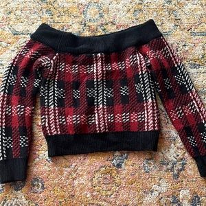 Off shoulder plaid  sweater